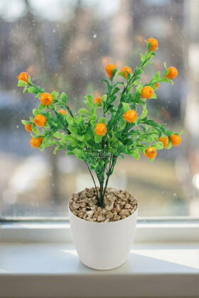  Saksıda Yapay Armut Demeti 35 cm - Yapay Çiçek Deposu