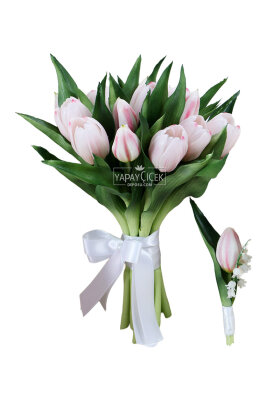 Sessiz Işıltı Premium Lale Gelin Buketi 2li Set - 2