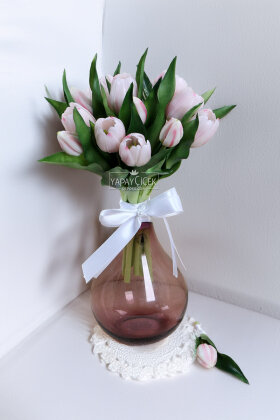 Sessiz Işıltı Premium Lale Gelin Buketi 2li Set - 3