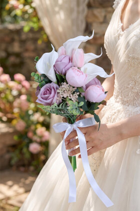 Soft Romance Gelin Buketi 2li Set - Yapay Çiçek Deposu