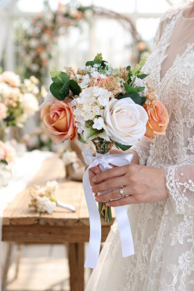 Soft Sunrise Gelin Buketi 2li Set - Yapay Çiçek Deposu