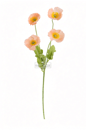 Yapay Çiçek 4lü Gelincik Dalı 60 cm Somon - 2