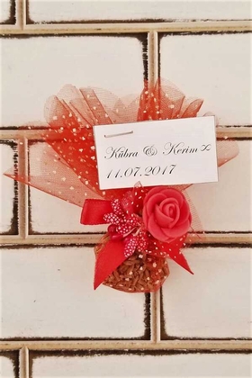 Söz Nişan Nikah Kına Mevlit Bebek Lavanta Kesesi Kırmızı - Yapay Çiçek Deposu