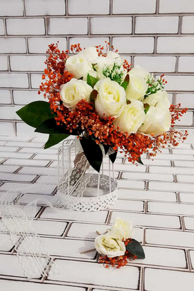 Turuncu Beyaz Gül Cipso Arajmanı - 1