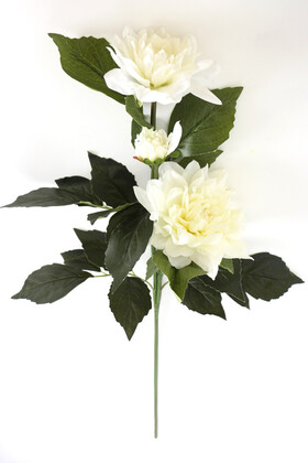 Yapay Çiçek Tek Dal Peony Gül 80 cm Kırık Beyaz - 1