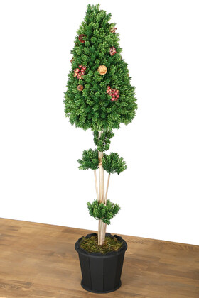 Ahşap Saksıda Yapay Çam Ağacı İthal Kozalaklı 115 cm - 2