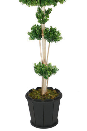 Ahşap Saksıda Yapay Çam Ağacı İthal Kozalaklı 115 cm - 4