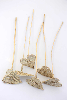 Örme Rattan Flat Heart 6lı - Yapay Çiçek Deposu
