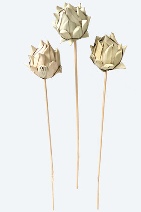 3 lü Tropik Yaprak Kaplamalı Artichoke - Yapay Çiçek Deposu