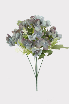 Lüx Beton Vintage Vazoda Yapay Ortanca Tanzimi 30 cm Pastel Turkuaz - 2