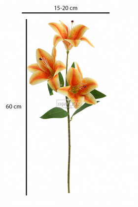 Yapay Çiçek 3 Başlı Lüx Islak Kazablanka Dalı 60 cm Turuncu - 3