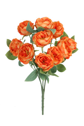Yapay Çiçek 10 Dallı Catalina Rose 45 cm Turuncu - Yapay Çiçek Deposu