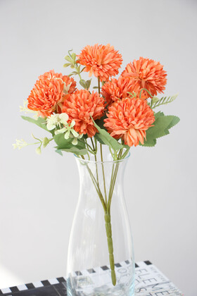 Yapay Çiçek 7 Dallı Garnitürlü Hindiba Demeti 35 cm Turuncu - Yapay Çiçek Deposu