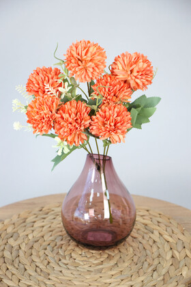 Yapay Çiçek 7 Dallı Garnitürlü Hindiba Demeti 35 cm Turuncu - 3