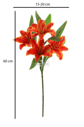 Yapay Çiçek 4lu Grup Heranın Çiçeği Dalı 58 cm Turuncu - 3