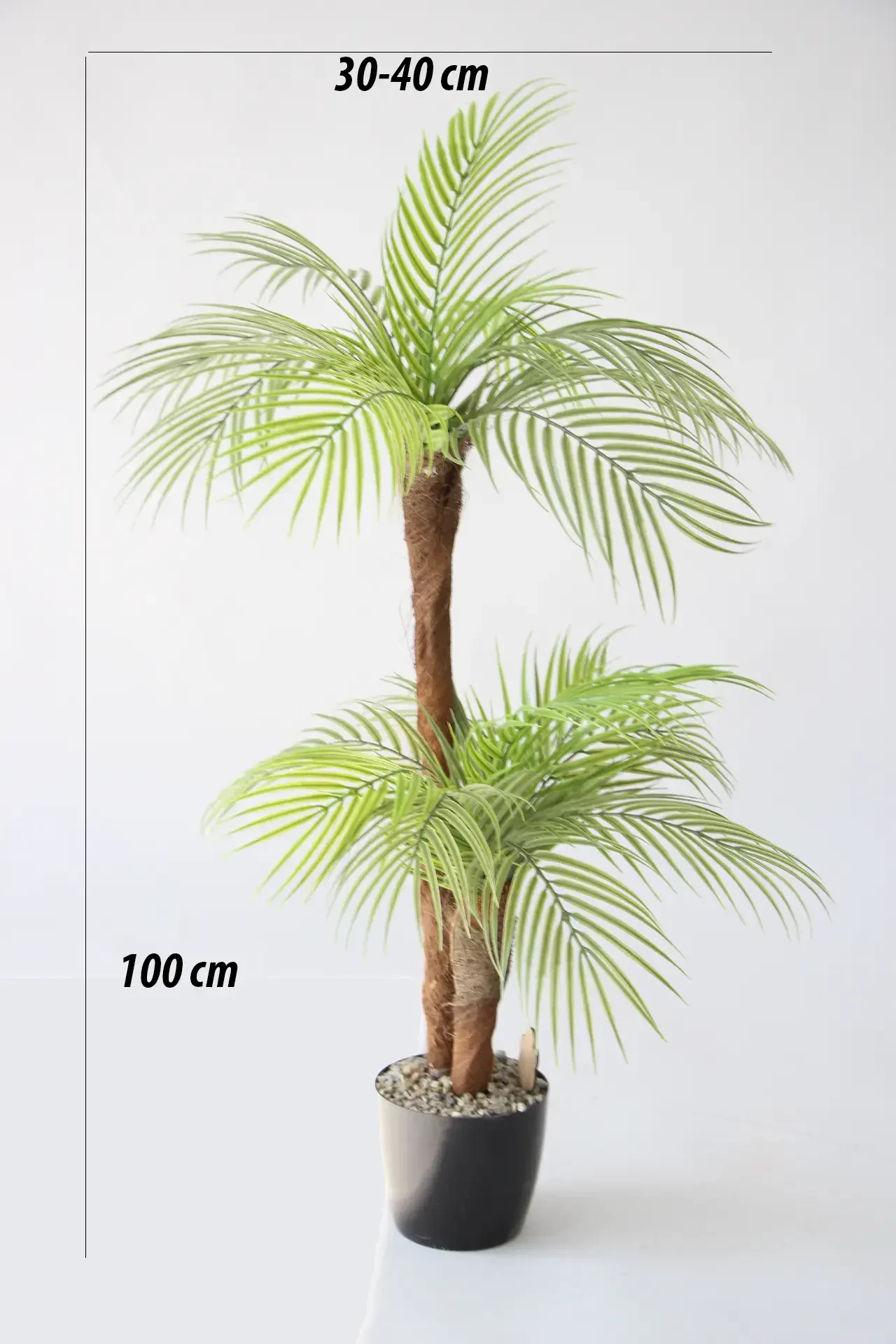 Yapay Küçük Palmiye Ağacı 2 Gövdeli 18 Yaprak 100 cm - 2