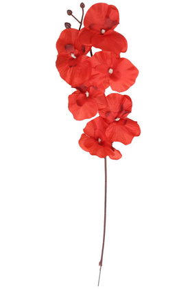 Ucuz Yapay Orkide Çiçeği Dalı 65 cm Kırmızı - 2