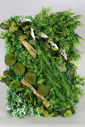 Yapay Dikey Bitki Hazır Duvar Paneli 55 cm x 55 cm Model 3 - Yapay Çiçek Deposu