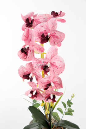 Saksıda Yapay Baskılı Islak Orkide 55 cm Pembe Benekli - 2