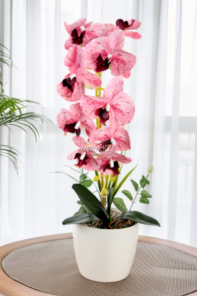 Saksıda Yapay Baskılı Islak Orkide 55 cm Pembe Benekli - 1
