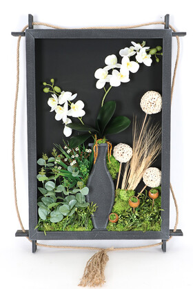 Ahşap Panoda Bitki Duvar Orkide Bahçesi Tablo 50 cm x 70 cm - 1