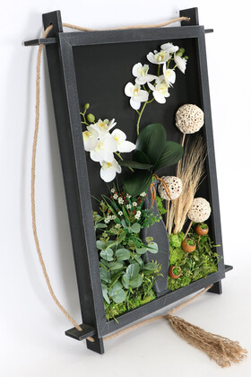 Ahşap Panoda Bitki Duvar Orkide Bahçesi Tablo 50 cm x 70 cm - 2