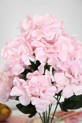 Yapay 7 Dallı Ortanca Demeti 35 cm Pembe - 2
