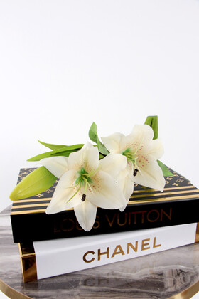 Uzun Dal Islak Zambak Çiçeği 75 cm Beyaz - 4