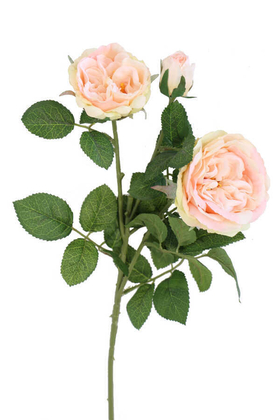 Yapay 3lü Lüx Vip Roses Dalı 60 cm Pudra - Yapay Çiçek Deposu
