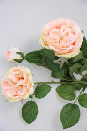 Yapay 3lü Lüx Vip Roses Dalı 60 cm Pudra - 2
