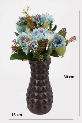 Lüx Beton Vintage Vazoda Yapay Kasımpatı Tanzimi 30 cm Mavi - 2
