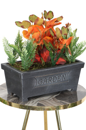 Vintage Ahşap Garden Saksıda Yapay Yeşillik Tanzimi Model 2 - 2