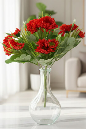 Yapay Çiçek 10'lu Gerbera Demeti 30 cm Kırmızı - Yapay Çiçek Deposu