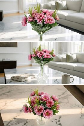 Yapay Çiçek 10'lu Gerbera Demeti 30 cm Pembe - 2