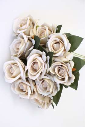 Yapay 11 Güllü Pastel Demet 50 cm Ekru - 2
