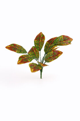 Yapay Bitki 12 Yapraklı Kraton Bitkisi 45 cm Yeşil - Turuncu - 2