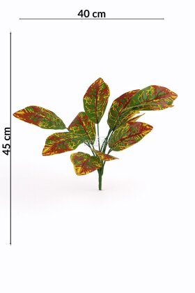 Yapay Bitki 12 Yapraklı Kraton Bitkisi 45 cm Yeşil - Turuncu - 3