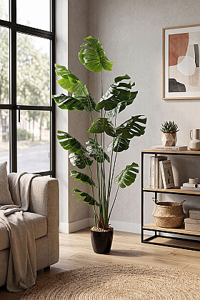  Yapay 15 Yapraklı Clean Aesthetic Deve Tabanı Ağacı 190 cm - Yapay Çiçek Deposu