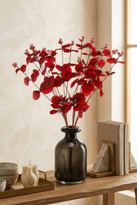 Yapay 16 Dallı Lüx Okaliptus Bitkisi 47 cm Kırmızı - 2