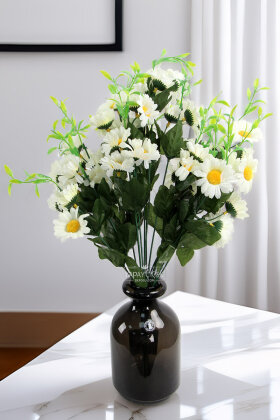 Yapay 18 Dal İri Papatya Demeti 50 cm Krem - Yapay Çiçek Deposu