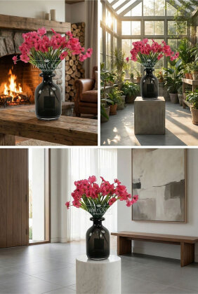 Yapay Çiçek 18'li Sienna Çiçeği Demeti 30 cm Fuşya - 3