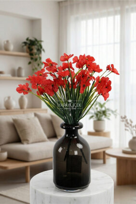 Yapay Çiçek 18'li Sienna Çiçeği Demeti 30 cm Kırmızı - Yapay Çiçek Deposu