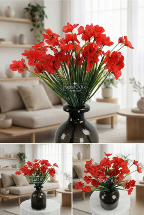 Yapay Çiçek 18'li Sienna Çiçeği Demeti 30 cm Kırmızı - 2