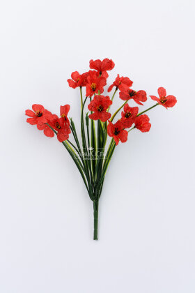 Yapay Çiçek 18'li Sienna Çiçeği Demeti 30 cm Kırmızı - 4