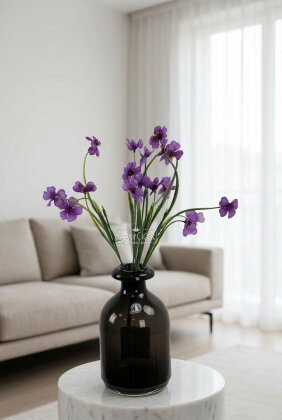 Yapay Çiçek 18'li Sienna Çiçeği Demeti 30 cm Mor - 3