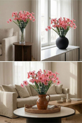 Yapay Çiçek 18'li Sienna Çiçeği Demeti 30 cm Pembe - 2