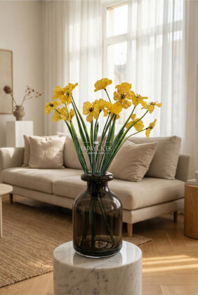 Yapay Çiçek 18'li Sienna Çiçeği Demeti 30 cm Sarı - 4