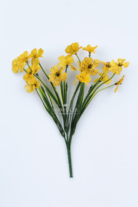 Yapay Çiçek 18'li Sienna Çiçeği Demeti 30 cm Sarı - 5