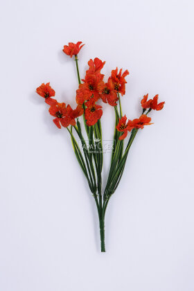Yapay Çiçek 18'li Sienna Çiçeği Demeti 30 cm Turuncu - 4