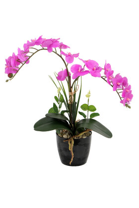 Saksıda 2'li Yapay Islak Baskılı Bahar Enerjisi Orkide Tanzimi 40 cm Fuşya - 2